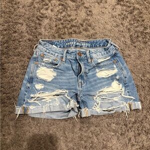 American Eagle Outfitters Ripped Light Blue Jean Shorts